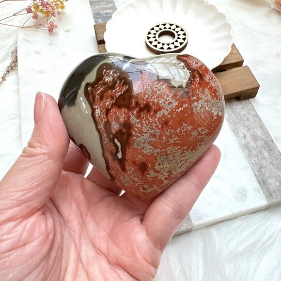 Beautiful Polychrome Jasper Heart - Picture 1 of 6